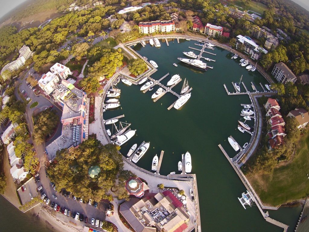 Boats moored at the harbour